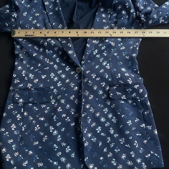 DVF Diane Von Furstenberg Womens Silk Floral Blazer Size 2 Blue Lined Casual - Picture 9 of 12